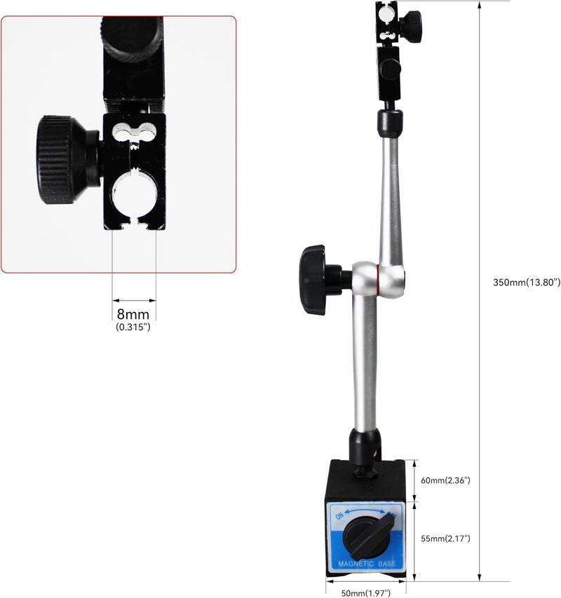 TEXALAN (R Indicator Holder Adjustable with Magnetic Base Clamping Hole 8mm Max Pull 132lbs/60kg - Image 3